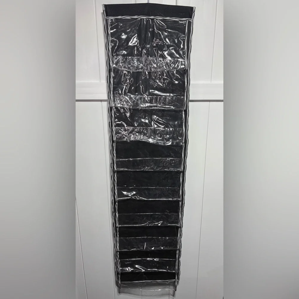 Clever Container black hanging shoe holder with 9 pockets on each side